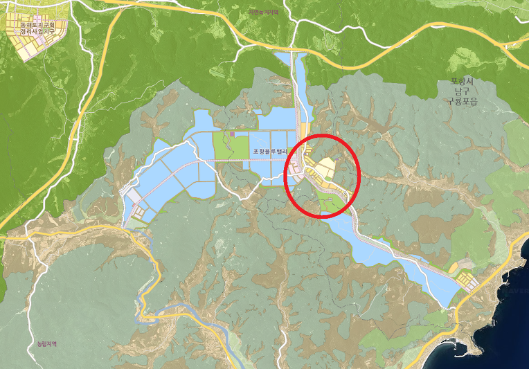포항블루밸리국가산단내 대단지 아파트 주출입구 상정천앞 코너[각지] 근린생활시설용지 매매